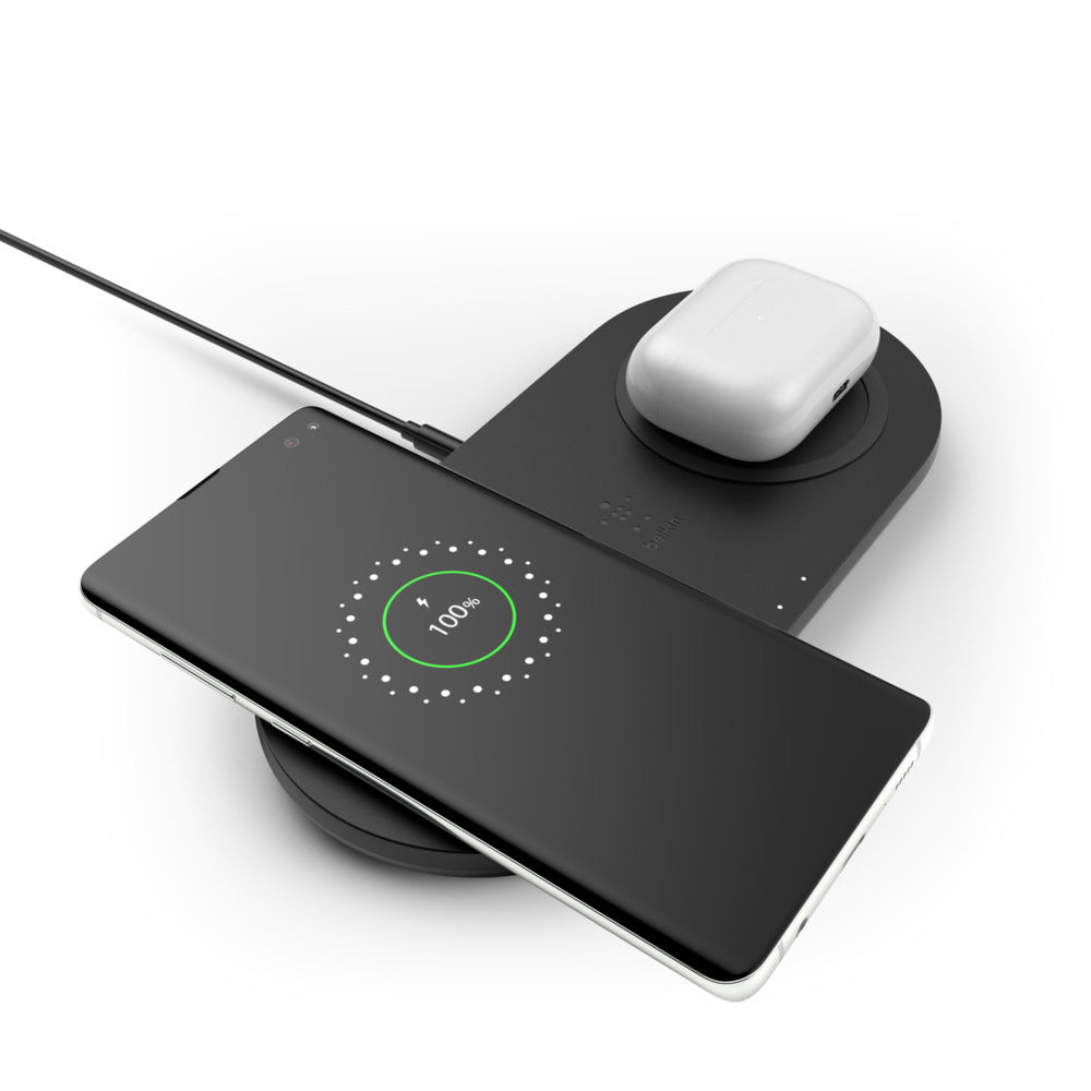 Belkin Boost Charge Qi Wireless Dual Ladepad mit 2x 10W, inkl. Netzteil, schwarz Belkin Boost Charge Qi Wireless Dual Ladepad mit 2x 10W, inkl. Netzteil, schwarz